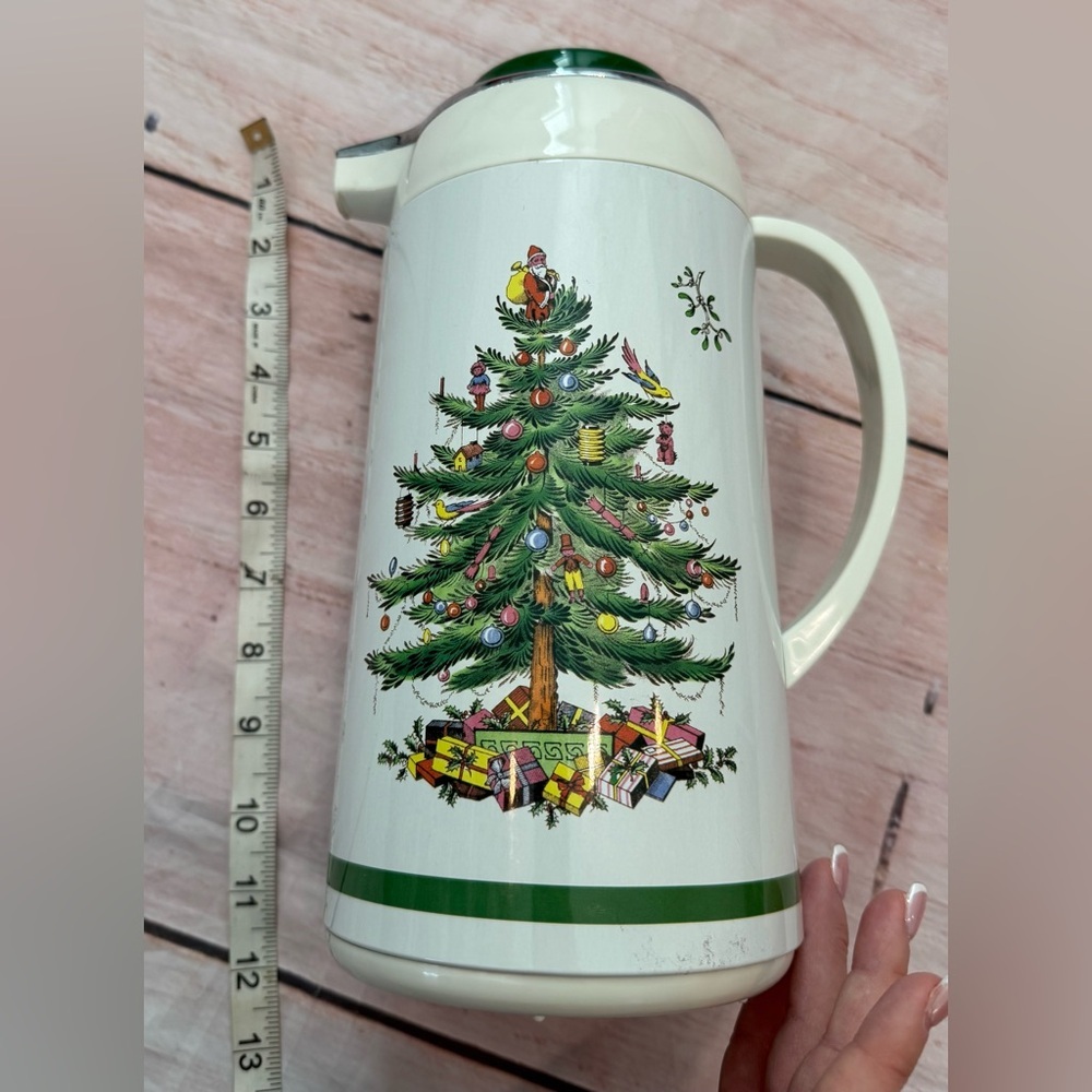 Spode Christmas Tree Insulated Thermal Carafe Thermos Pot Coffee Tea Hot Water - Picture 2 of 8